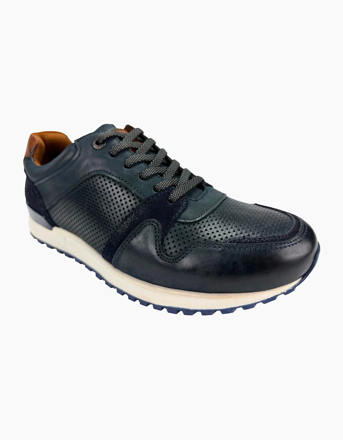 Pace Leather Trainer Navy