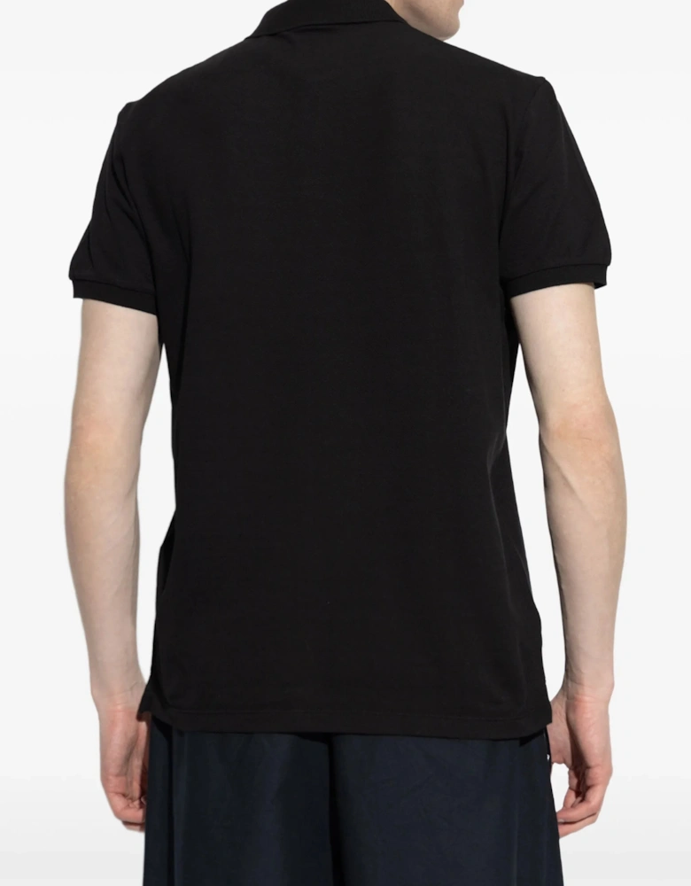 Logo Print Piqué Polo Shirt in Black