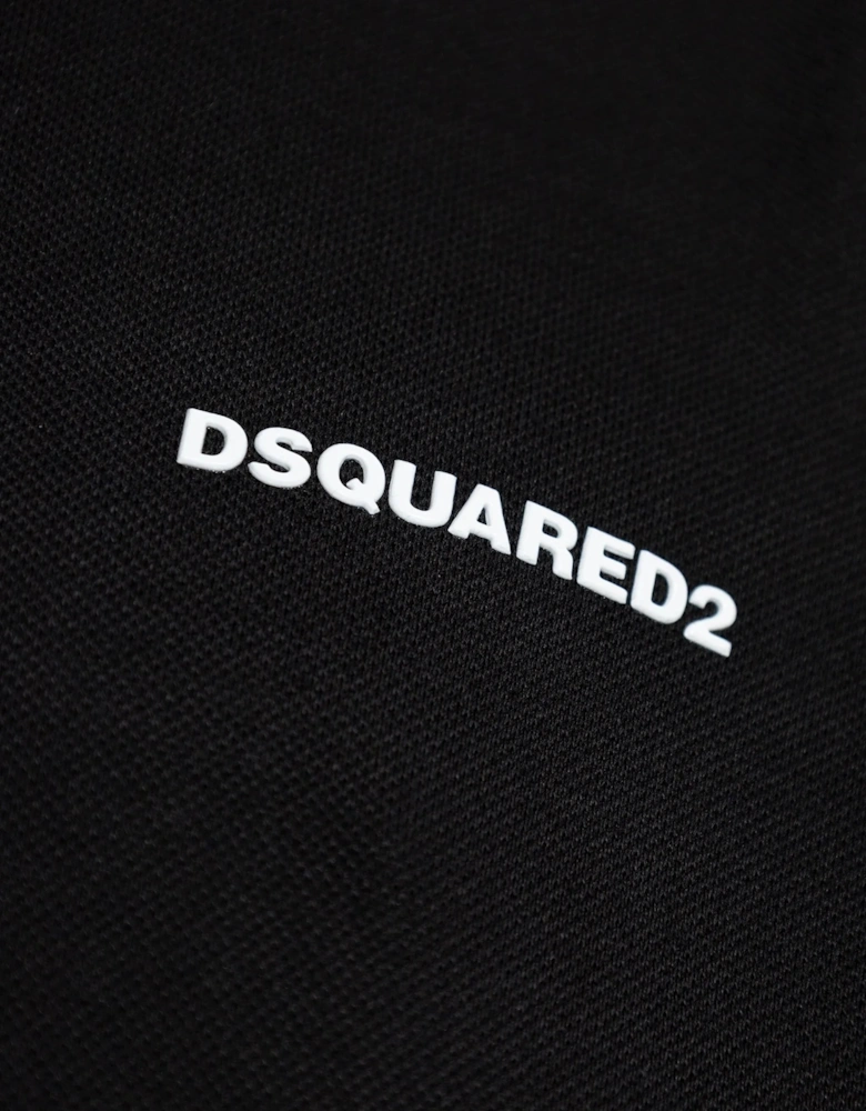 Logo Print Piqué Polo Shirt in Black
