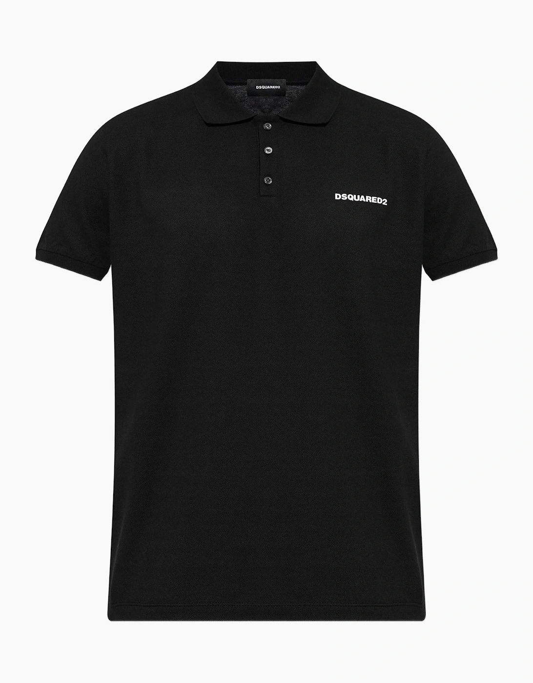 Dsquared2 Men's Black Logo Print Piqué Polo Shirt In - Size: 38