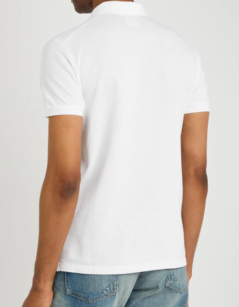 Logo Print Piqué Polo Shirt in White