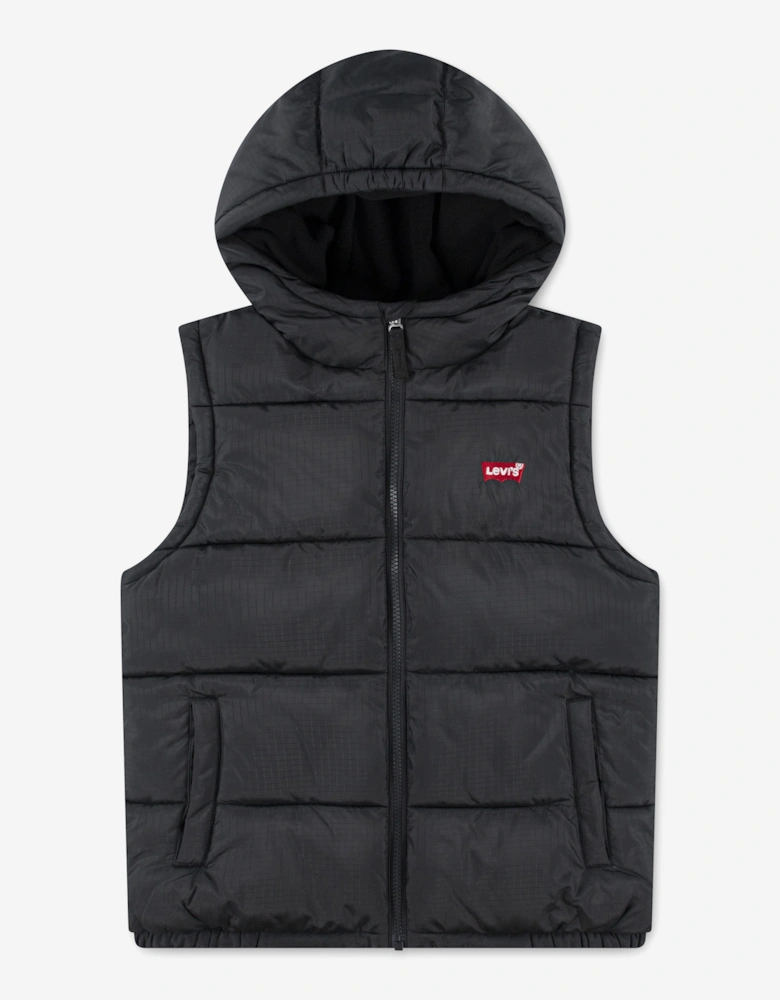 Boys Batwing Puffer Gilet in Black