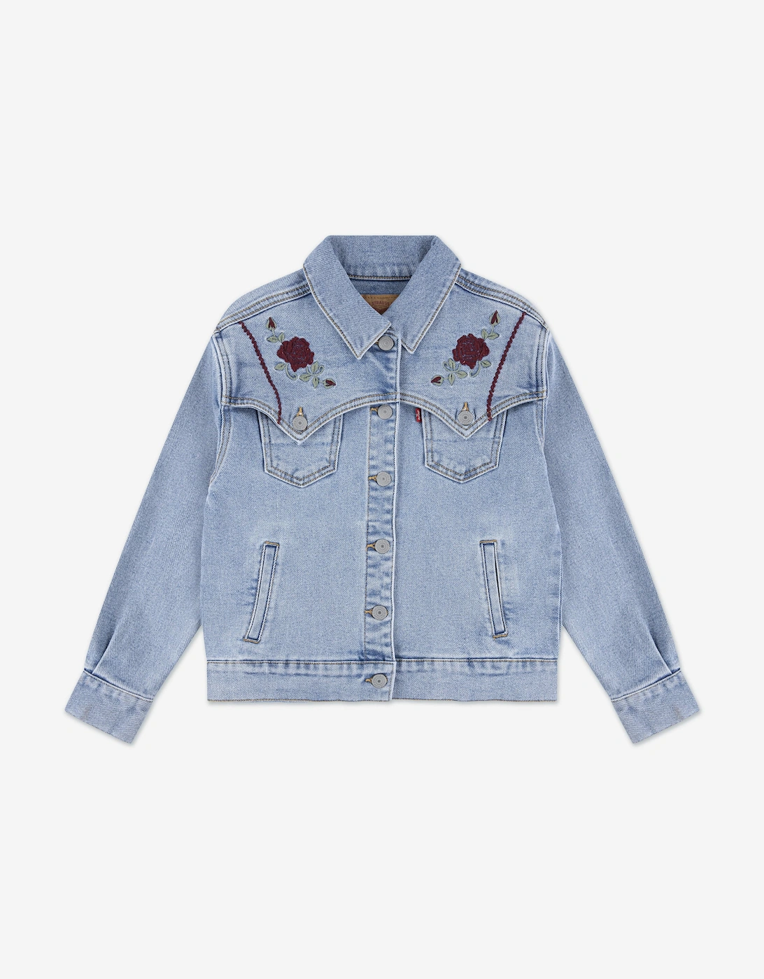 Girls Oversized Western Trucker Jacket in Blue, 6 of 5