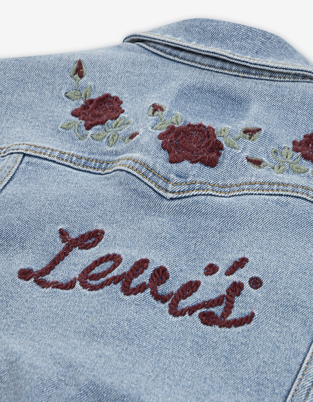 Girls Oversized Western Trucker Jacket in Blue