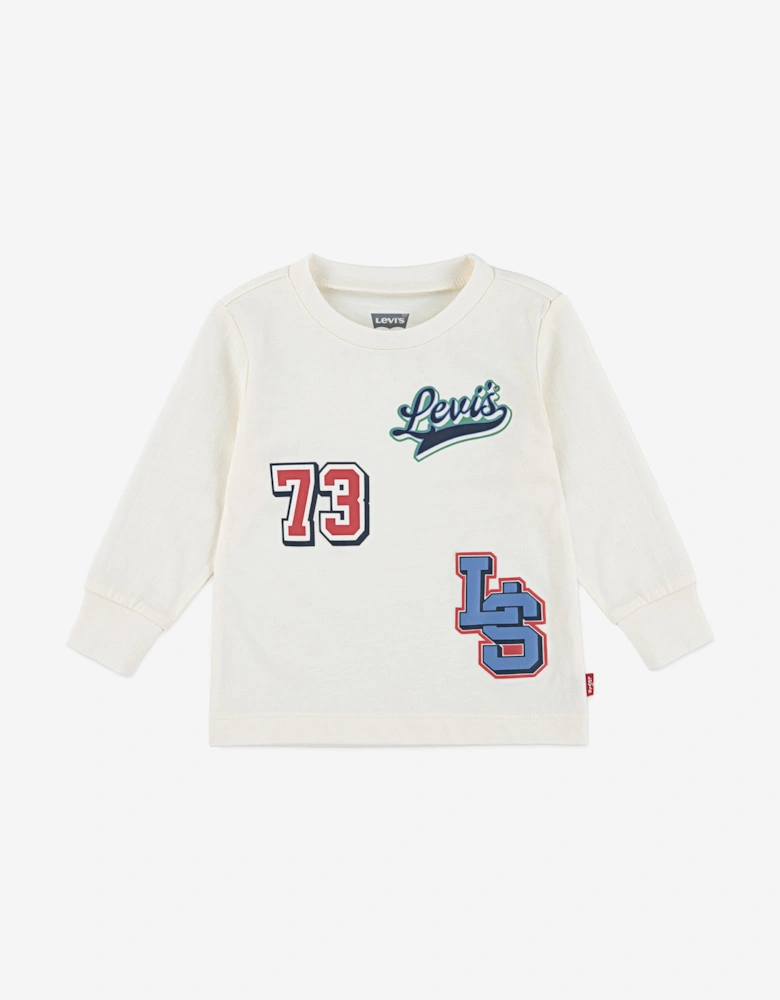 Baby Boys Long Sleeve Logo T-Shirt in Ivory