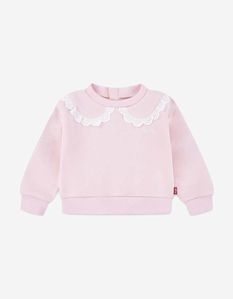 Baby Girls Peter Pan Collar Sweatshirt in Pink