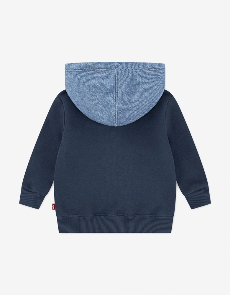 Baby Boys Knit Denim Zip Up Top in Navy