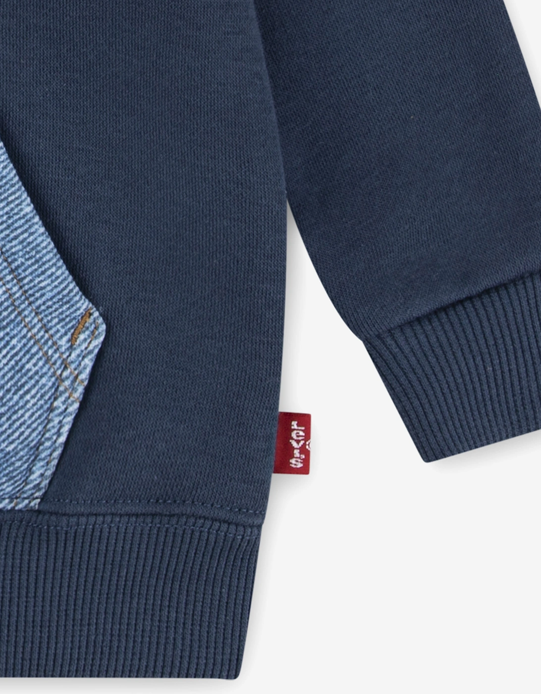 Baby Boys Knit Denim Zip Up Top in Navy