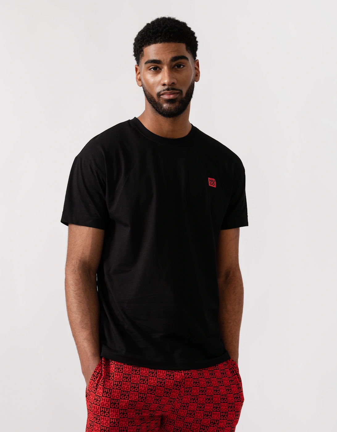 HUGO Aaron Mens Short Pyjama Set - Open Red 640