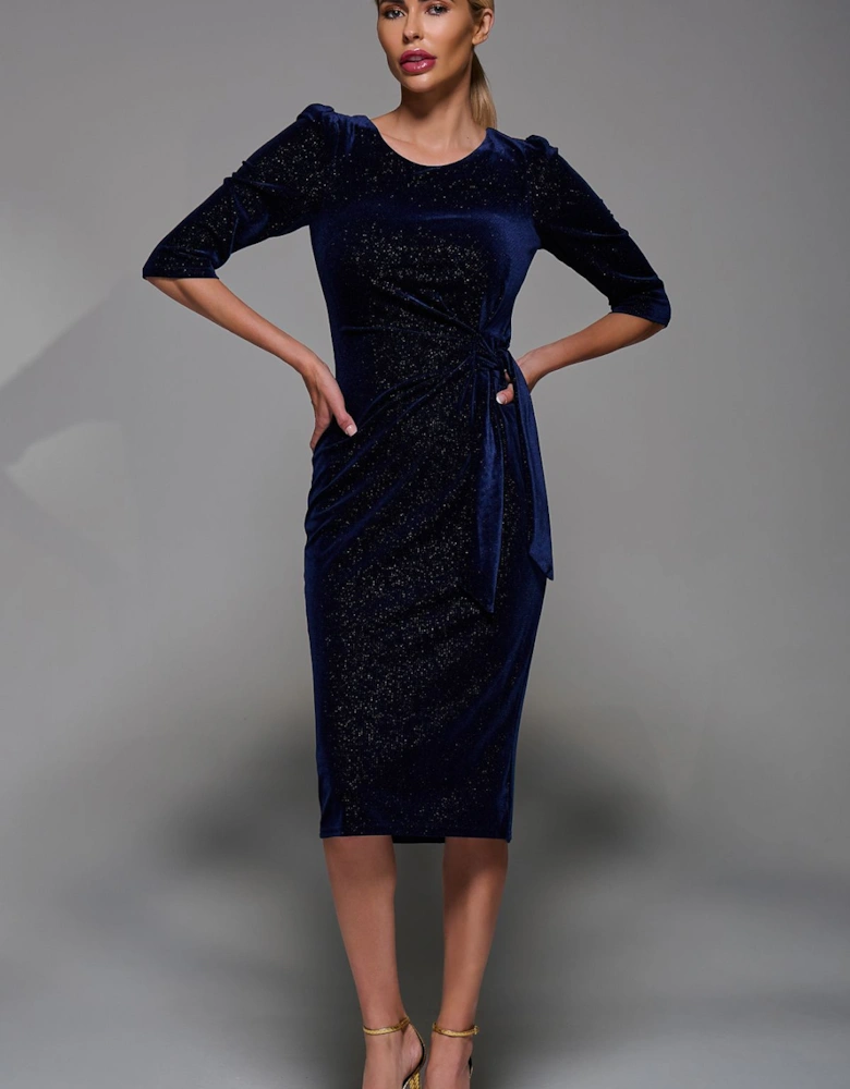 Velvet Glitter Bodycon Midi Dress