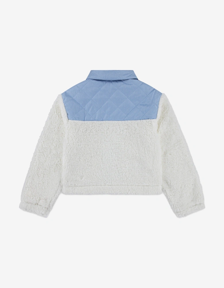 Girls Sherpa Trucker Jacket in White