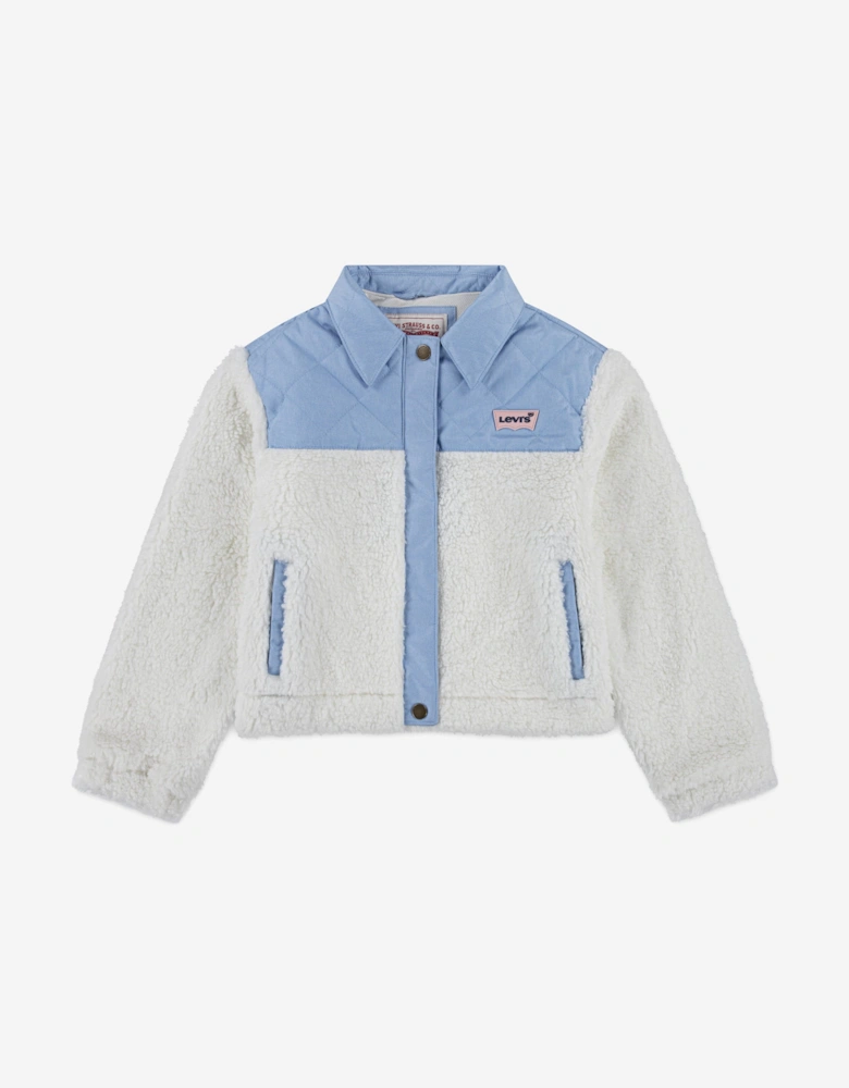 Girls Sherpa Trucker Jacket in White