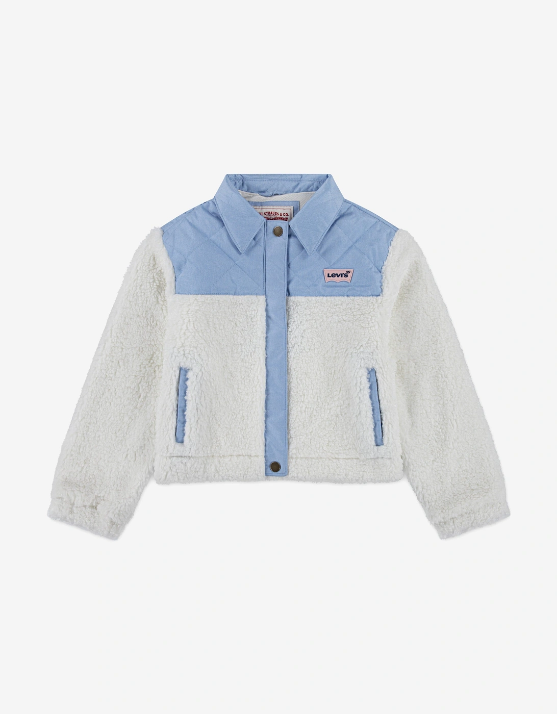 Girls Sherpa Trucker Jacket in White, 5 of 4