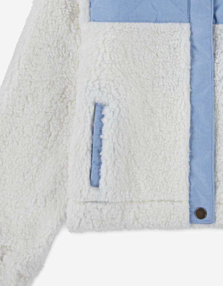 Girls Sherpa Trucker Jacket in White