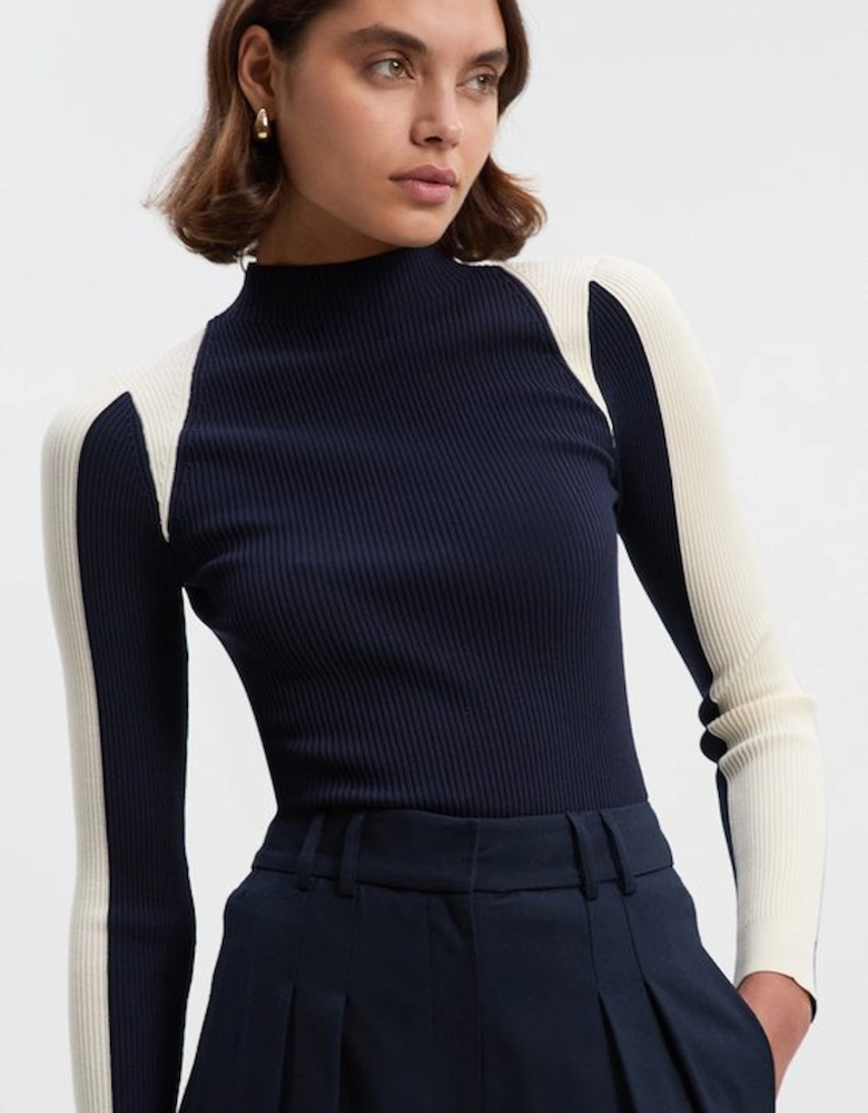 Rib Knit Colour Block Top