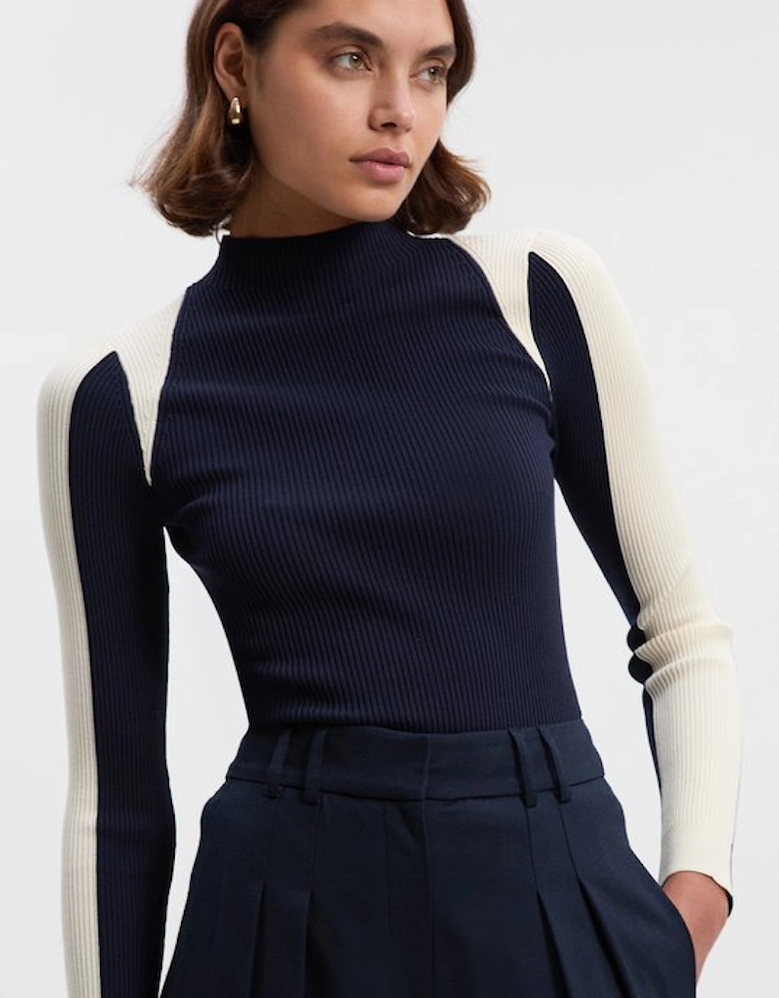 Rib Knit Colour Block Top