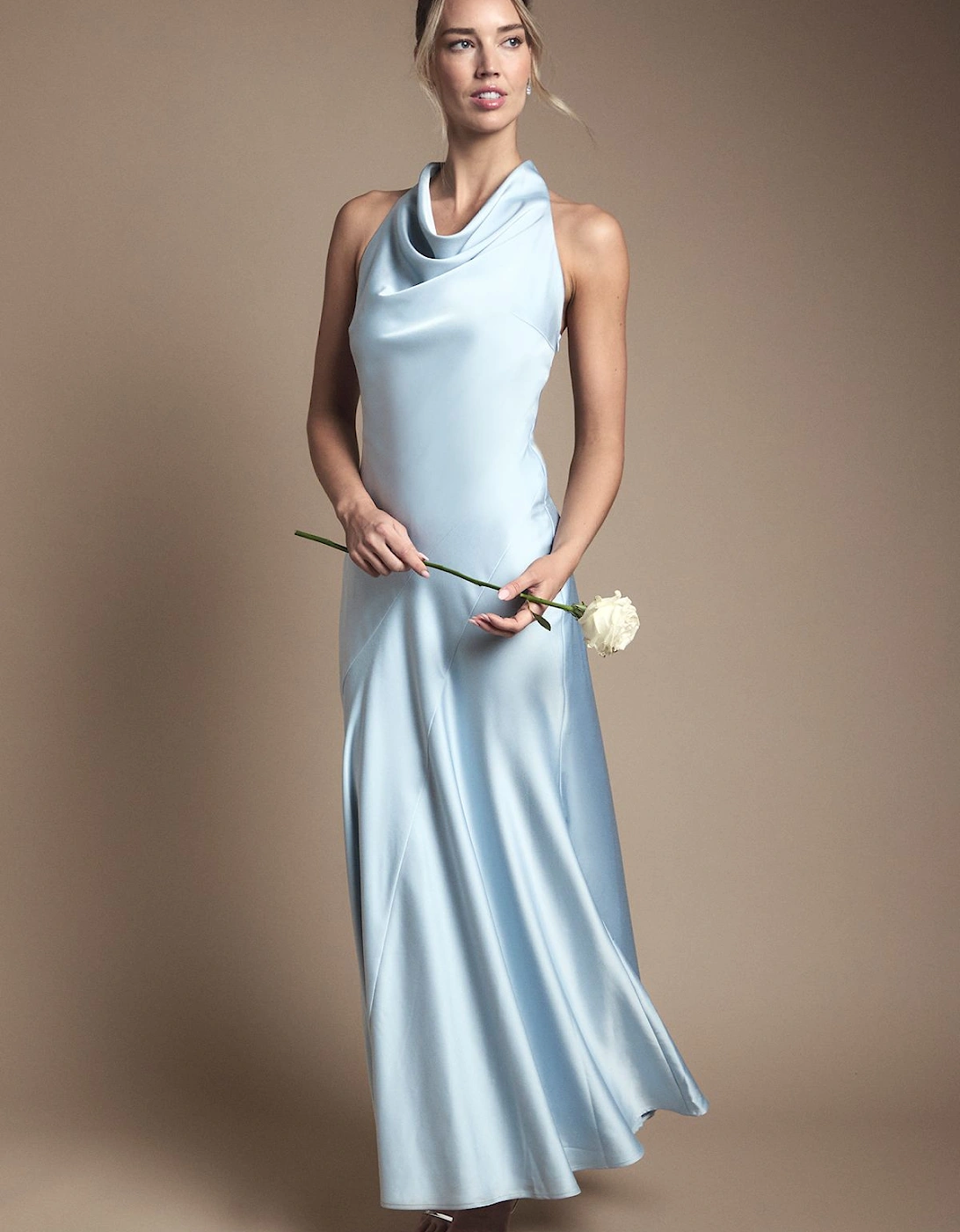 by Coast Cowl Halterneck Satin Maxi Bridesmaid Dress, 2 of 1