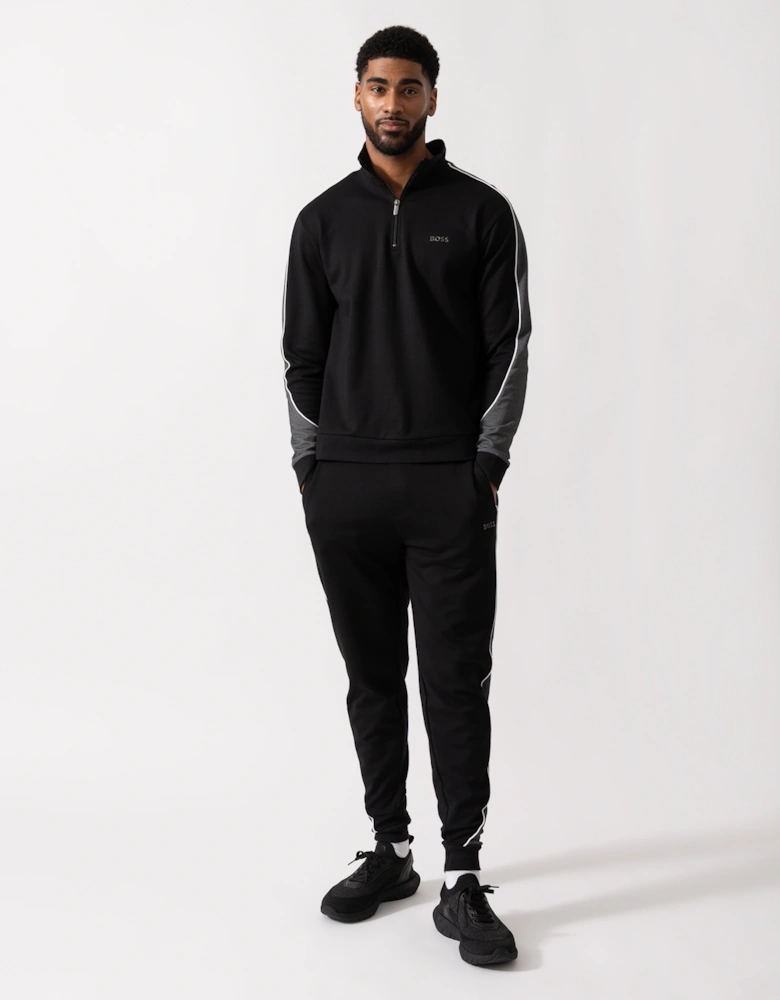 BOSS Orange Mens 1/4 Zip Loungewear Tracksuit Jacket - Black 001