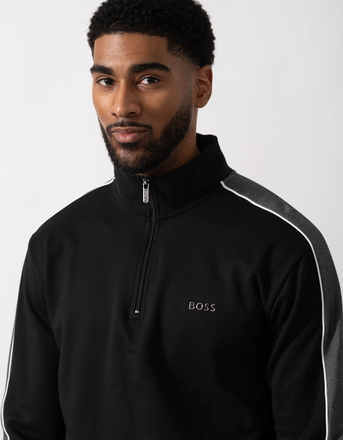 BOSS Orange Mens 1/4 Zip Loungewear Tracksuit Jacket - Black 001