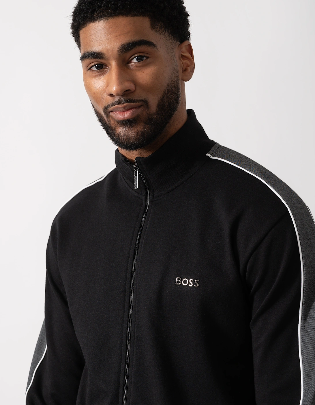 BOSS Orange Mens Full Zip Loungewear Tracksuit Jacket - Black 001