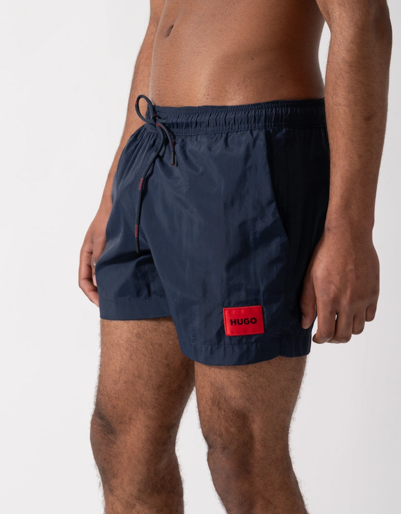 HUGO Dominica Mens Quick-Drying Swim Shorts In Recycled Material With Logo - Dark Blue 405