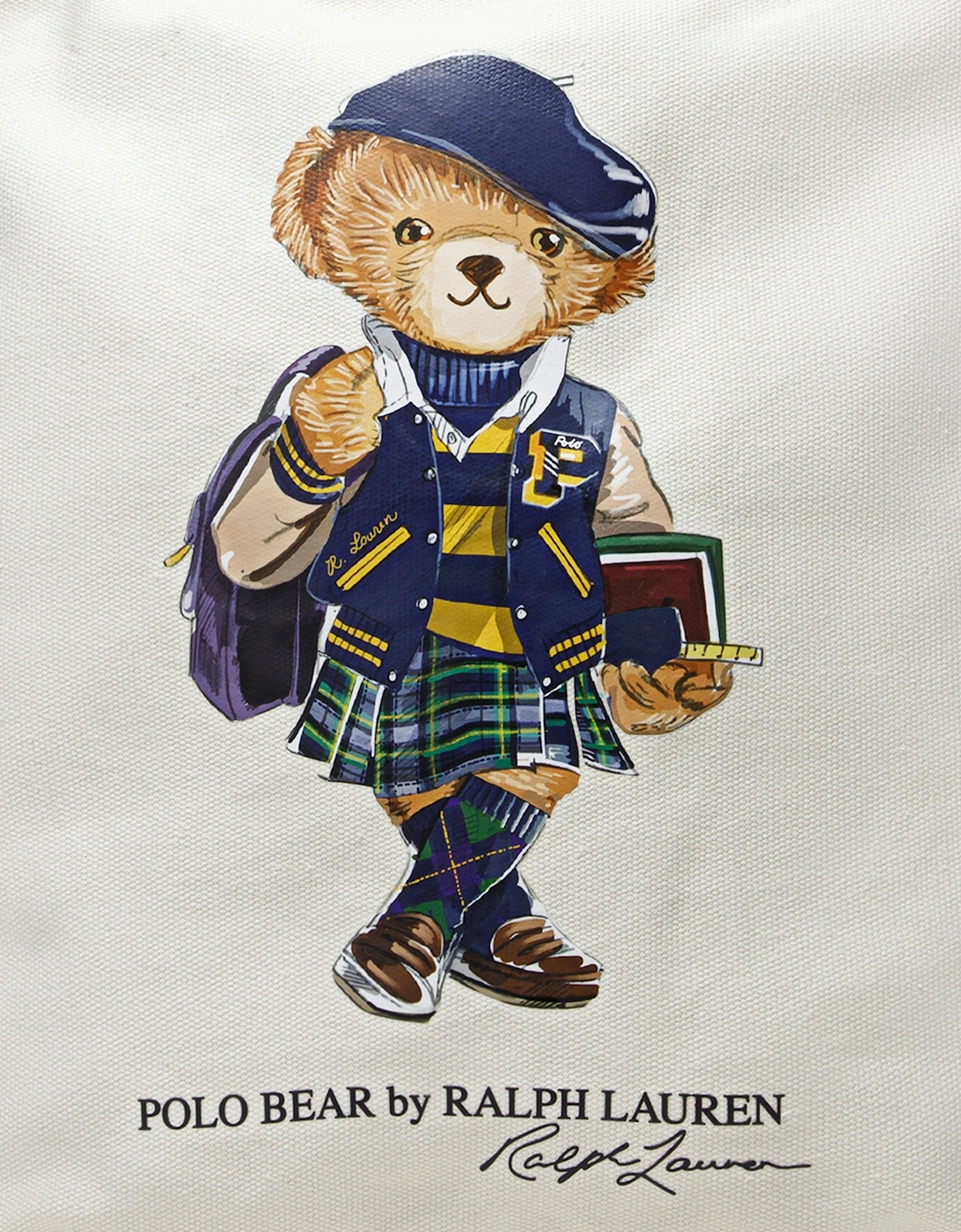 Girls Polo Bear Tote Bag in White (33cm)