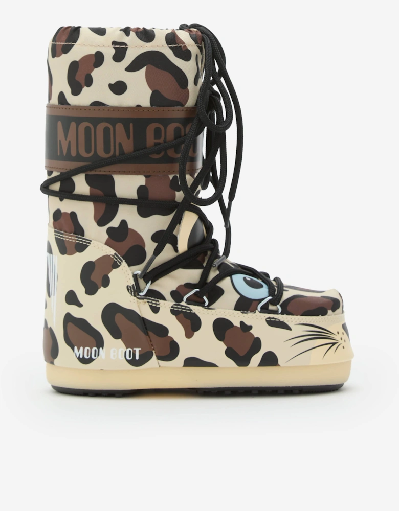 Moon Boot Kids Icon Leopard Boots in Brown