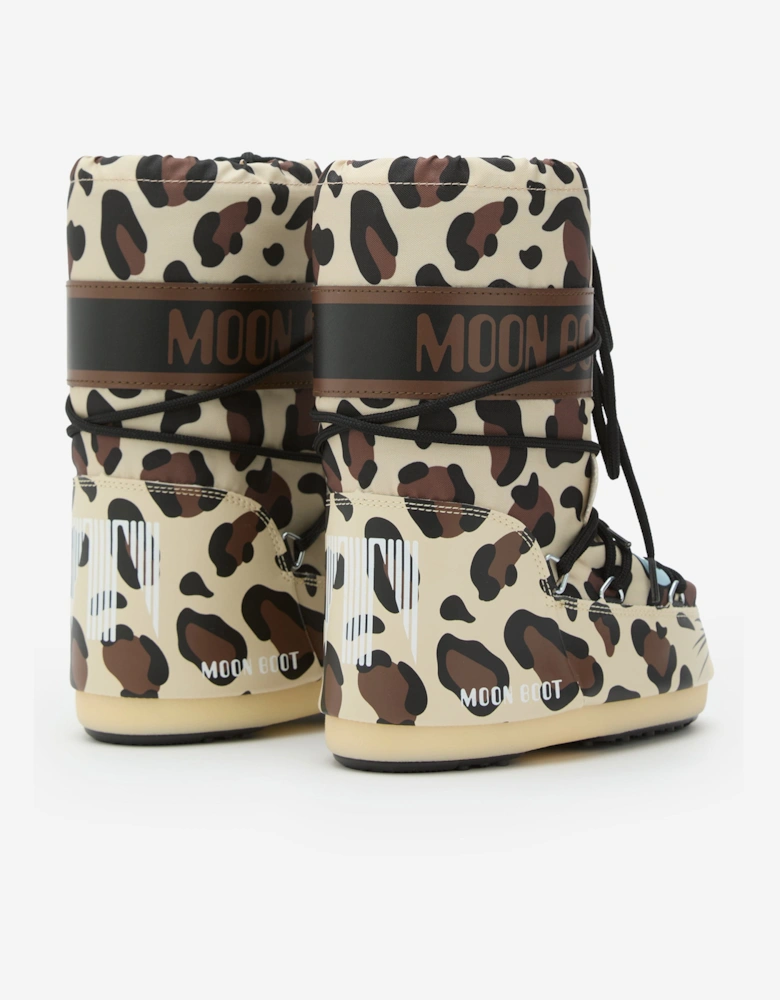 Moon Boot Kids Icon Leopard Boots in Brown