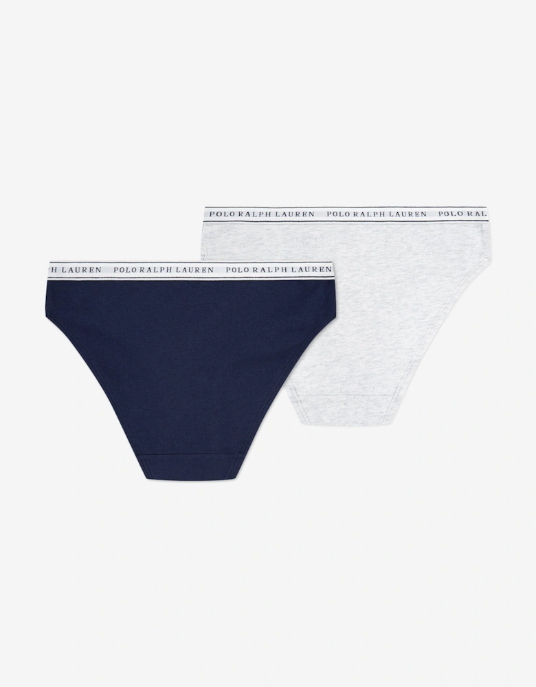 Girls 2 Pack Printed Knickers Set in Navy
