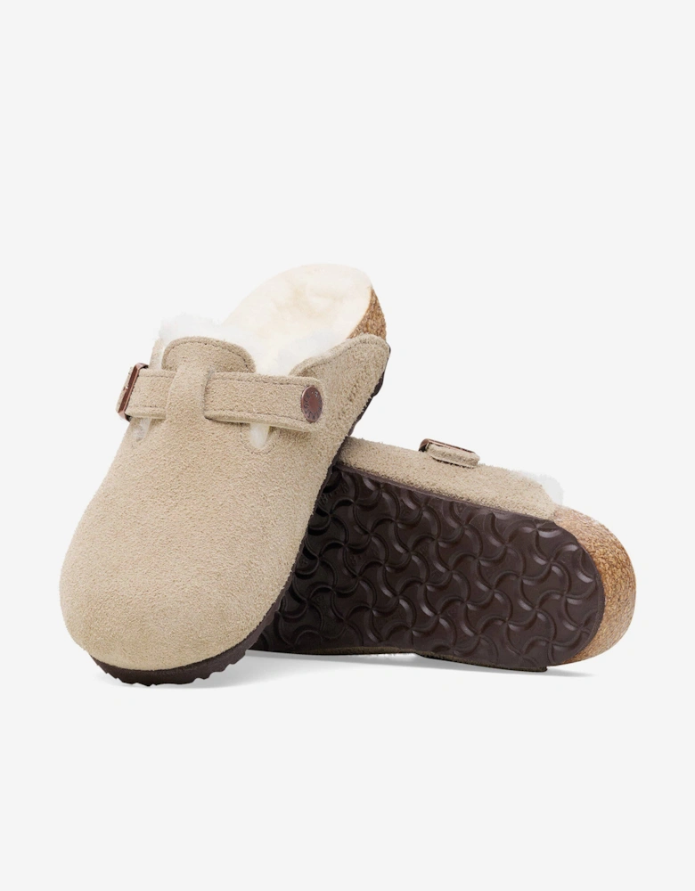 BIRKENSTOCK Kids Boston Shearling Clogs in Beige