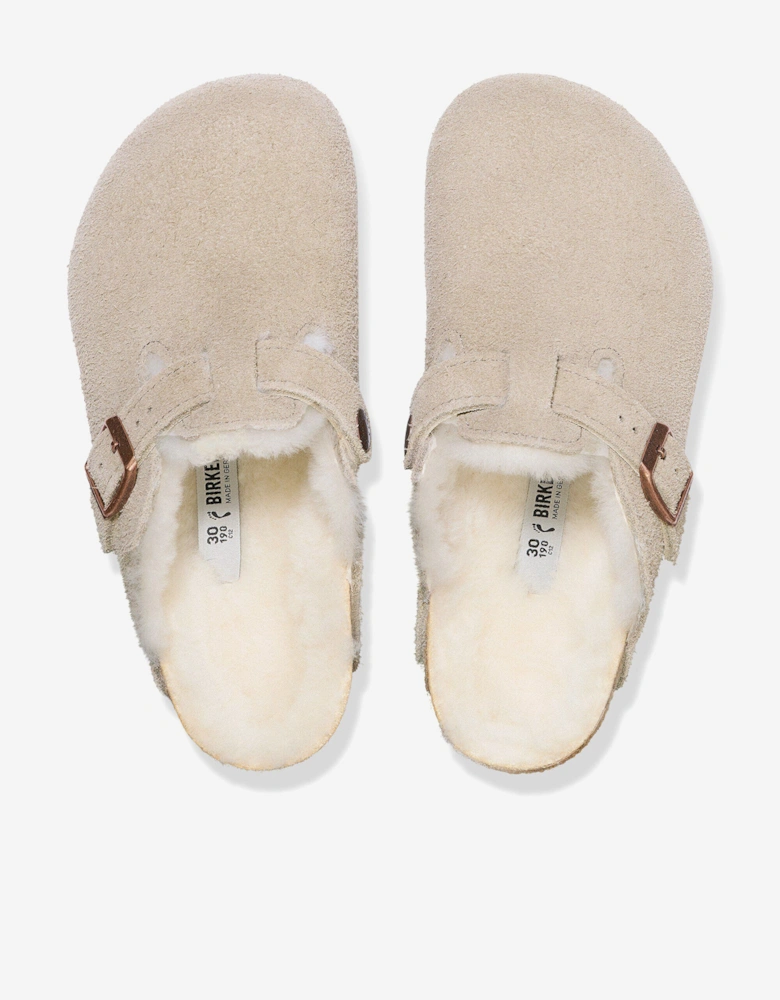 BIRKENSTOCK Kids Boston Shearling Clogs in Beige