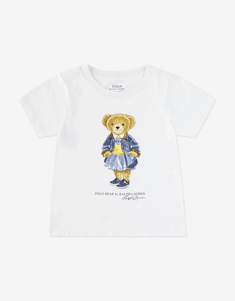 Girls Polo Bear Short Pyjamas Set in Blue