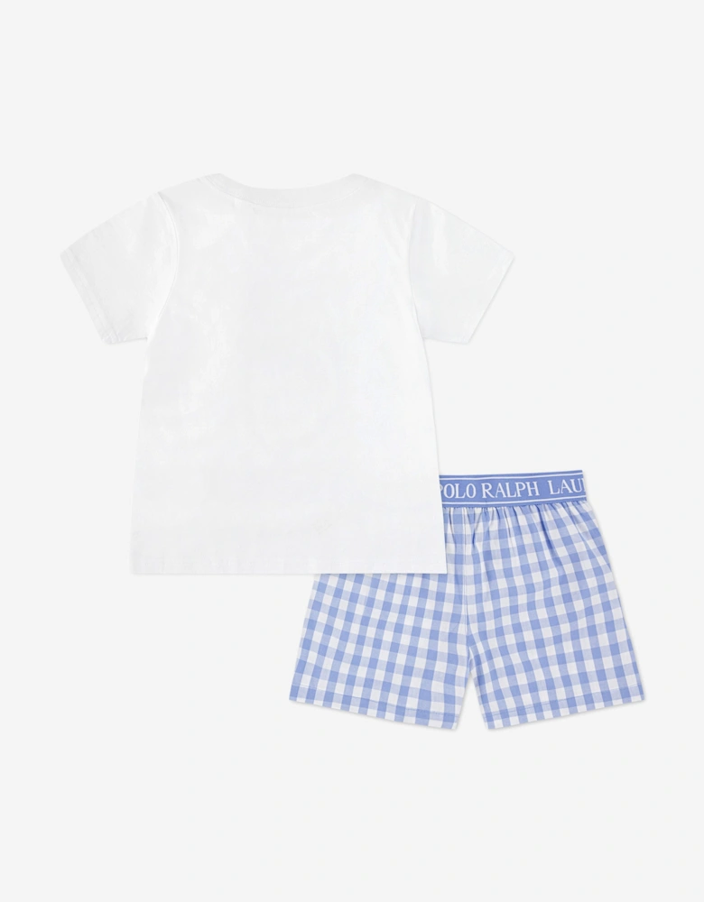 Girls Polo Bear Short Pyjamas Set in Blue
