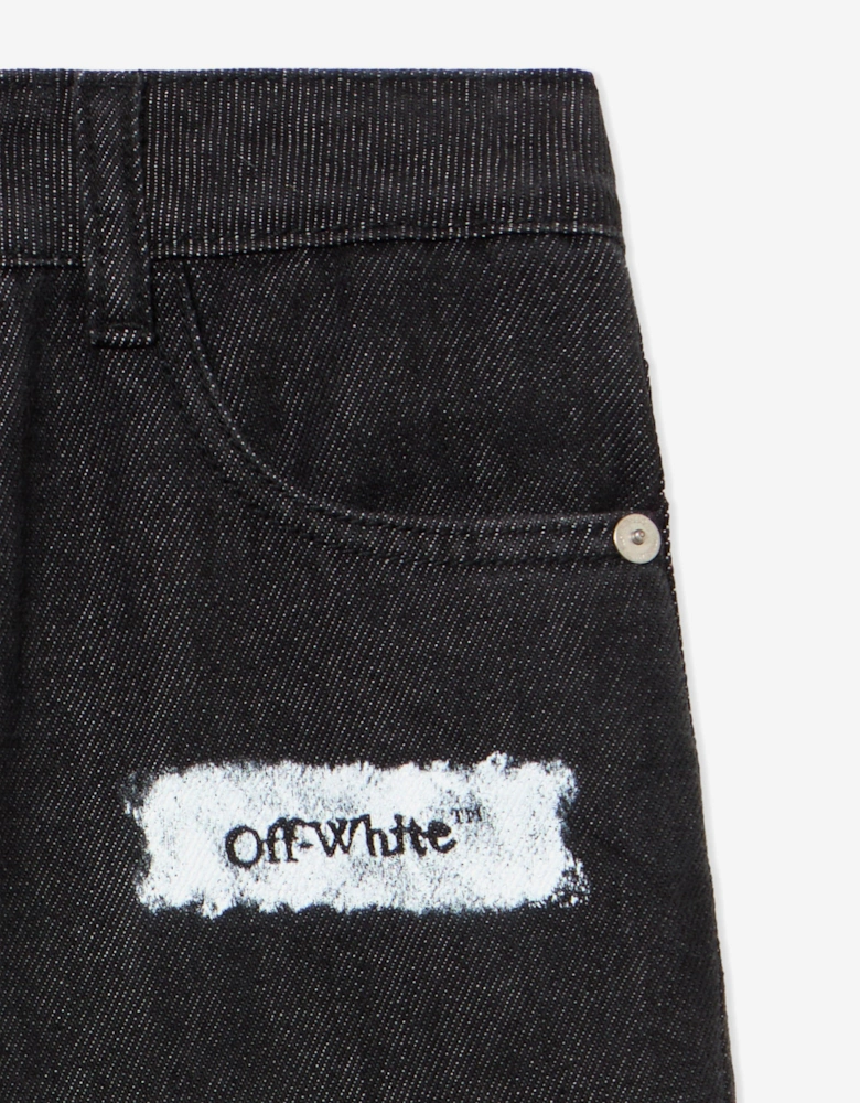 Boys Diagonal Sponge Denim Jeans in Black