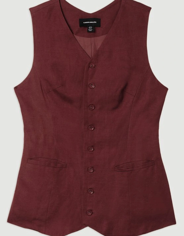 Viscose Linen Woven Longline Waistcoat