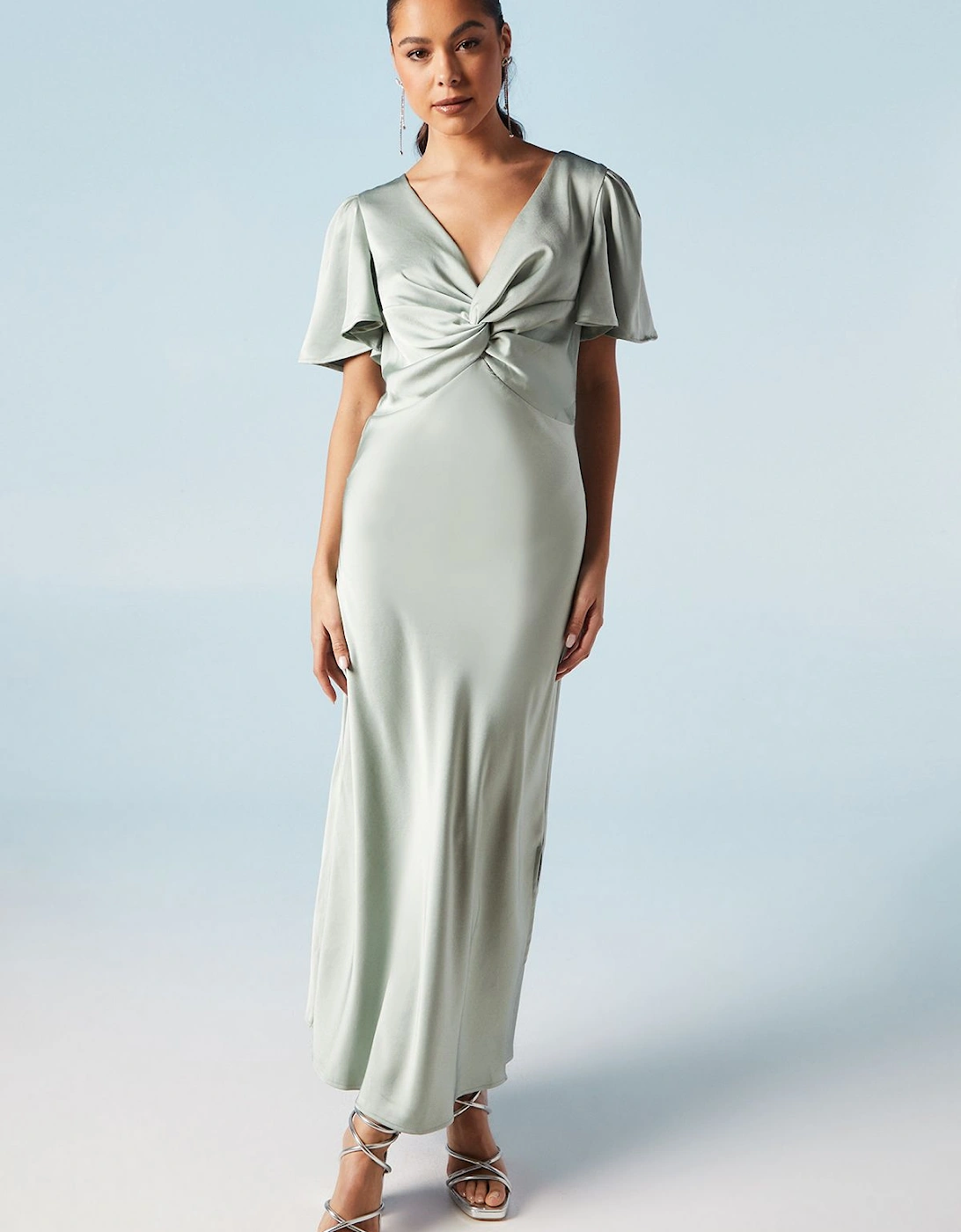 by Coast Satin Twist Front Angel Sleeve Midi Bridesmaid Dress, 2 of 1