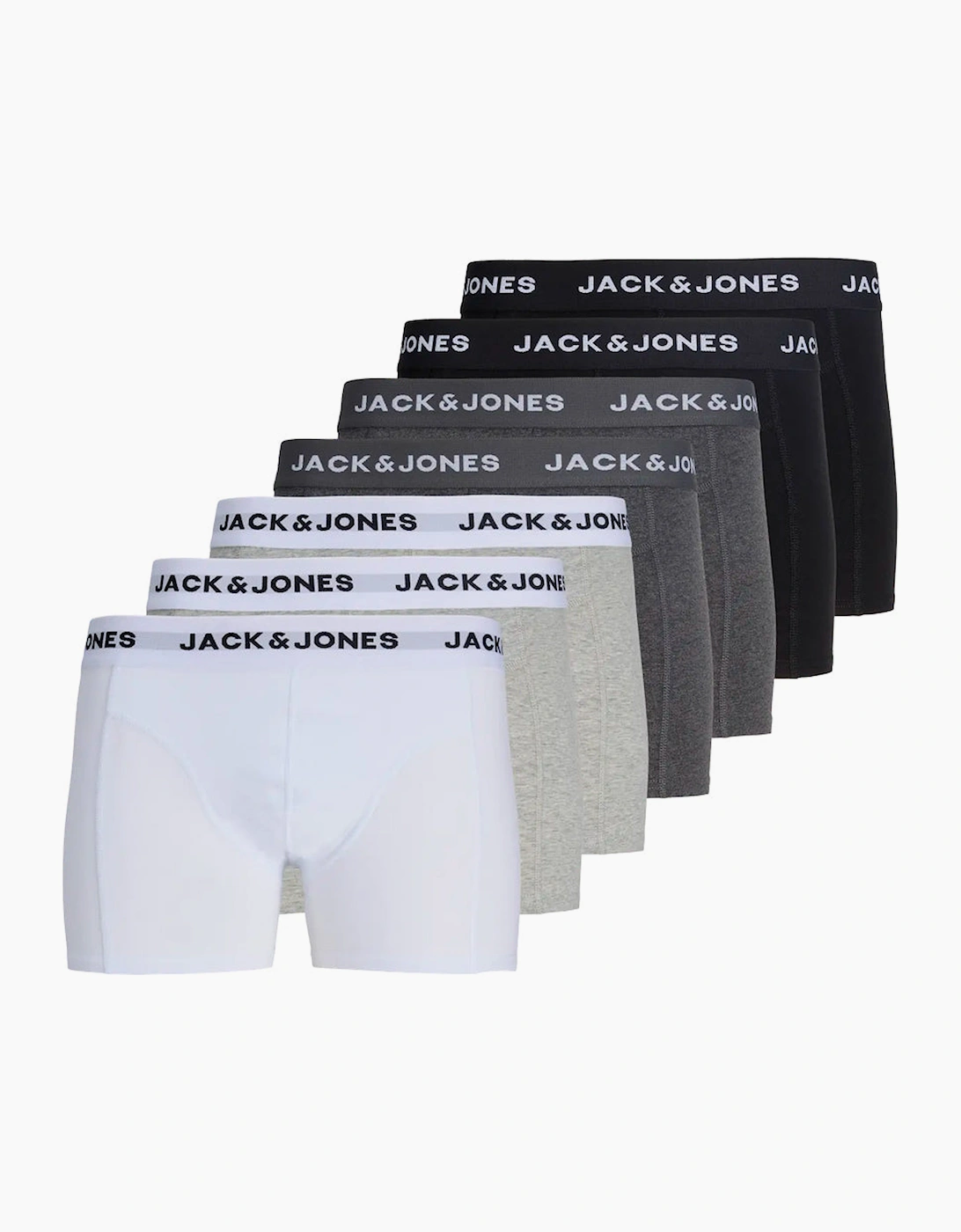 Men's Jack & Jones Mens Underwear Solid Trunks 7 Pack Black / White / Grey - Size: 39/38/32