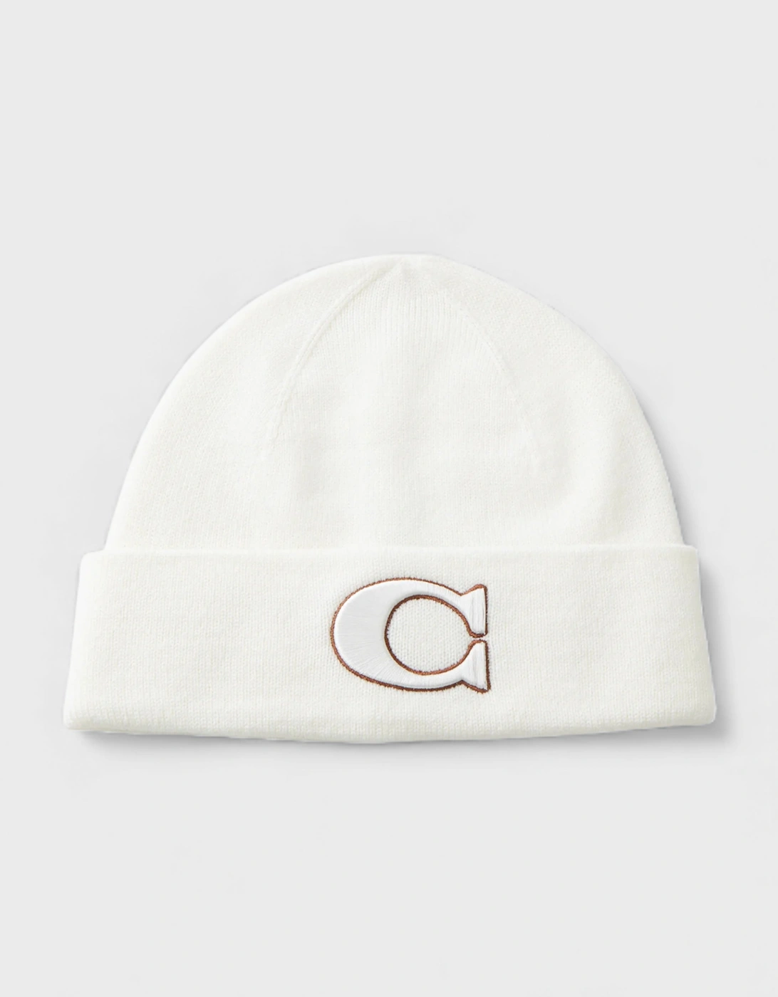 Coach Men's White Varsity Knit Beanie Chalk - Size: O/S