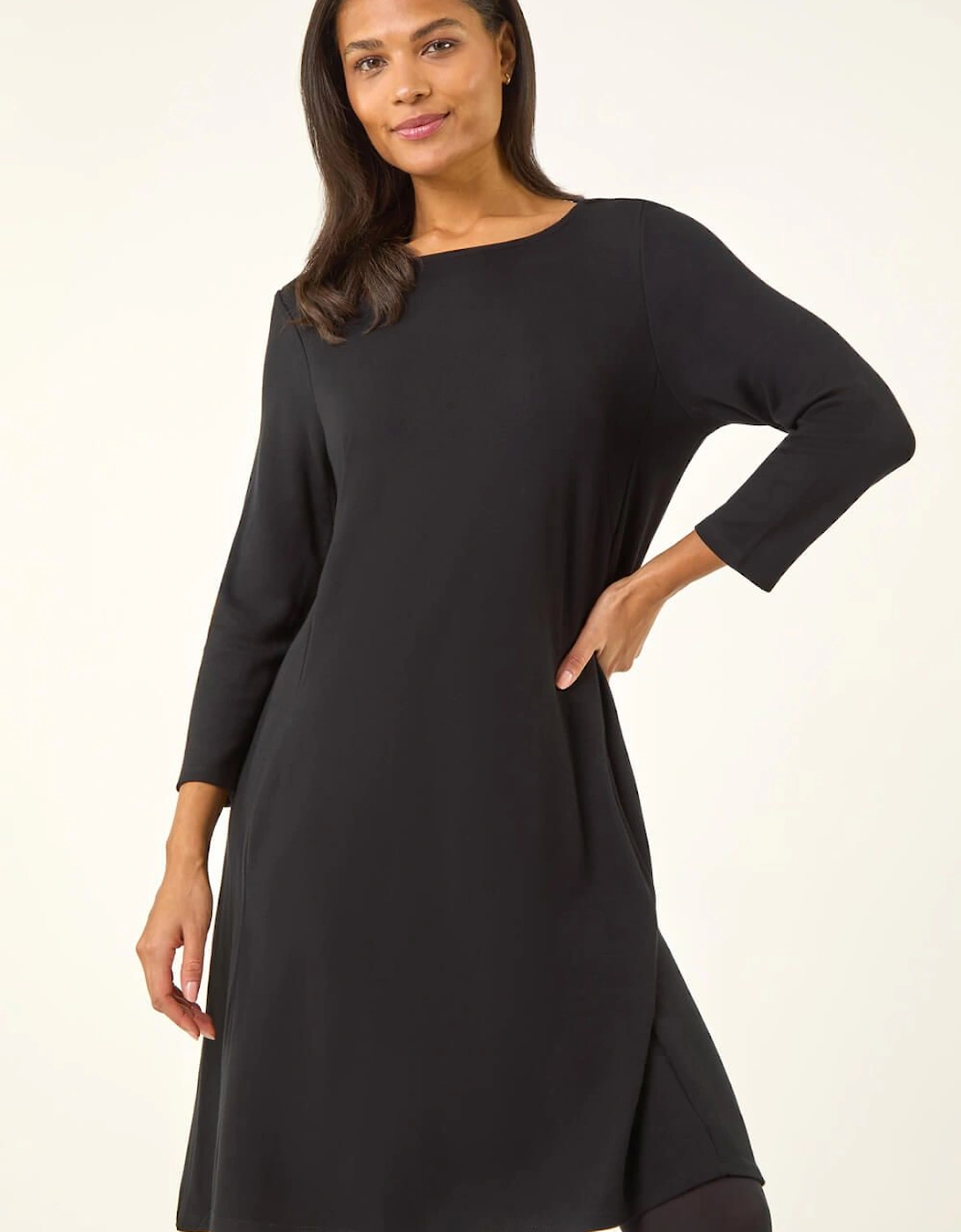 A-Line Pocket Detail Stretch Swing Dress, 2 of 1