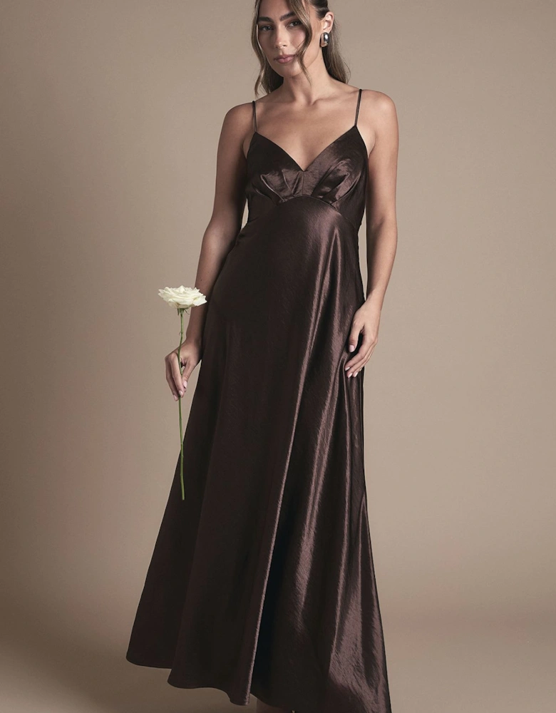 Satin Tie Back Detail Maxi Bridesmaid Dress
