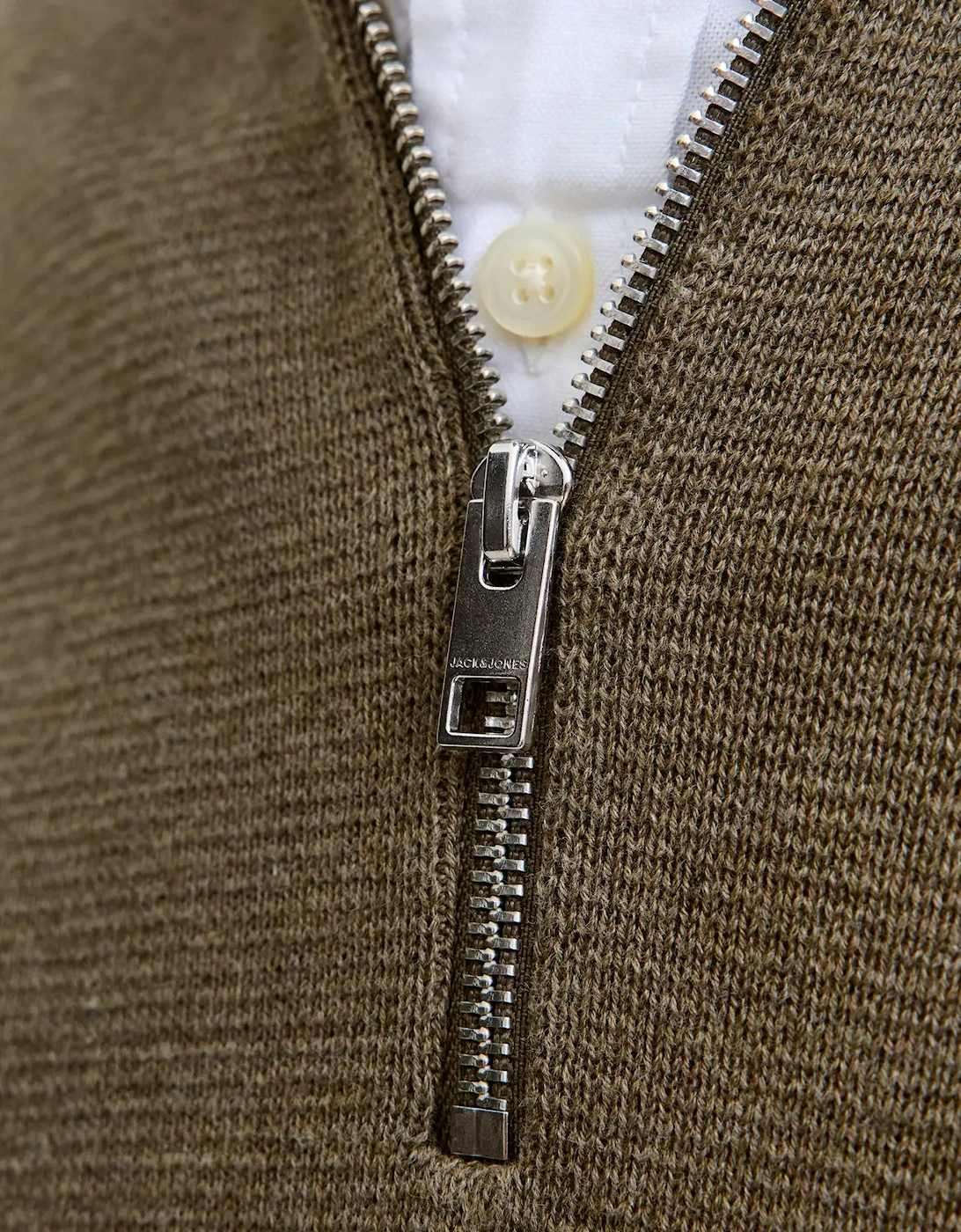 JPR BLAMILANQ Stitch Knit Half Zip Stone Grey Melange