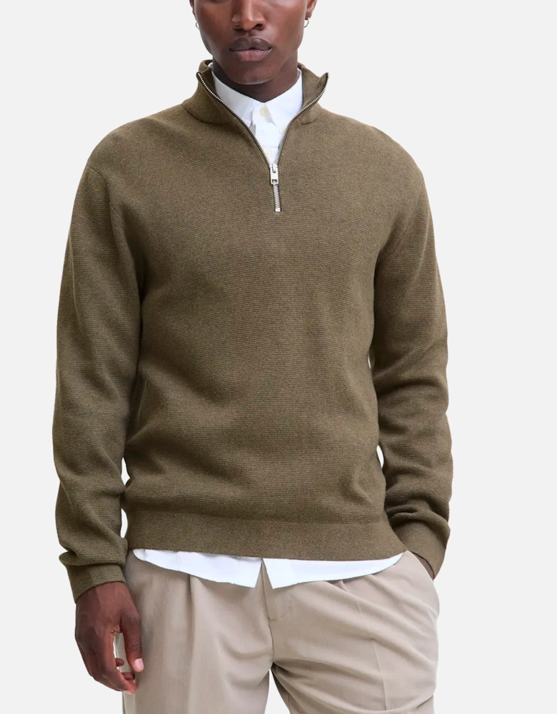 JPR BLAMILANQ Stitch Knit Half Zip Stone Grey Melange