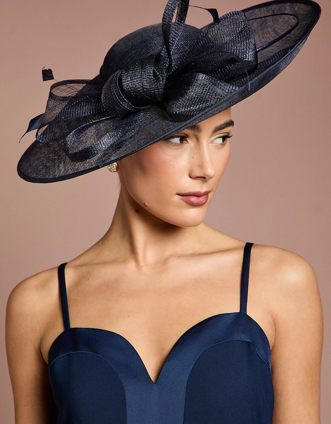 Bow And Feather Wide Brim Fascinator, 2 of 1