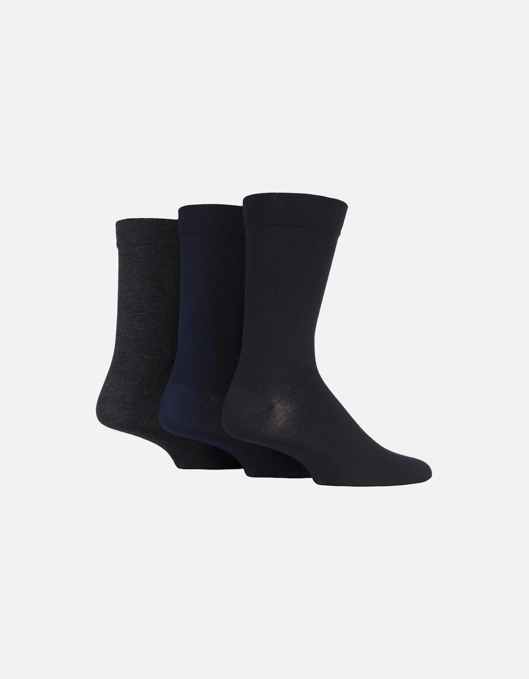 Mens 3Pack Plain Bamboo Socks Black/Navy/Grey, 2 of 1
