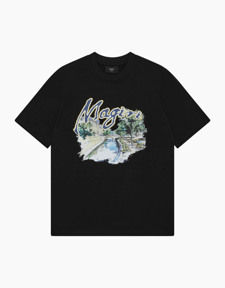 Seine River Printed T-Shirt in Black