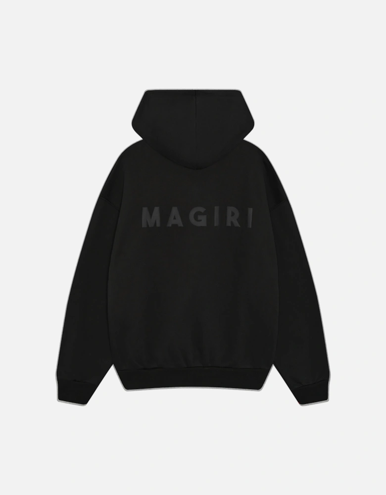 Core Puff Printed Hoodie in Black