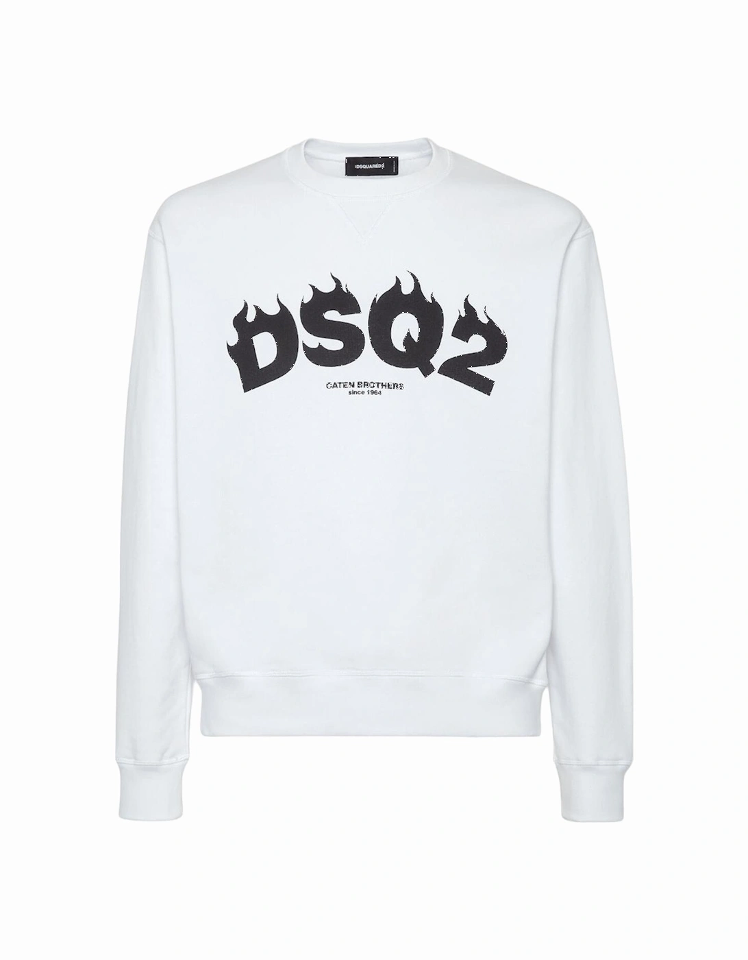 DSQ2 Flame Print Sweatshirt in White, 5 of 4