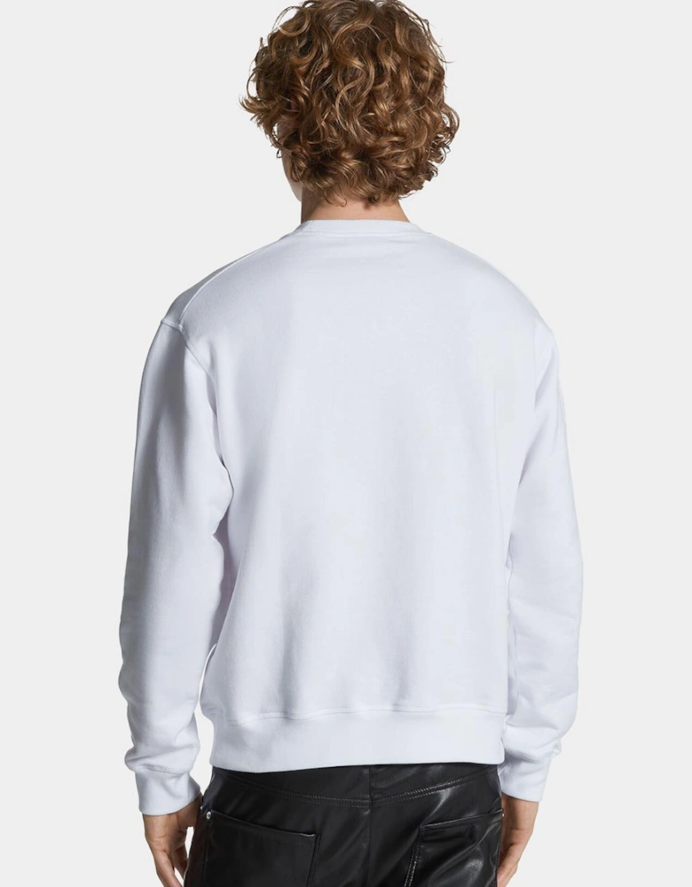 DSQ2 Flame Print Sweatshirt in White