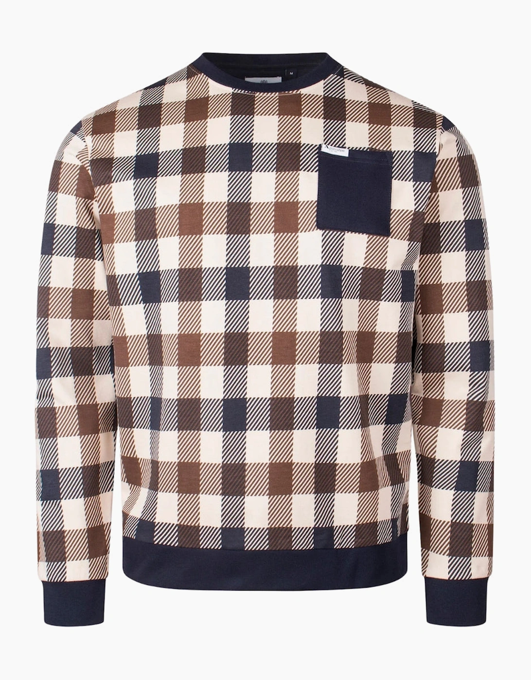 Aquascutum Unisex Blue Active Macro Iconic Pocket Crewneck Navy Sweatshirt