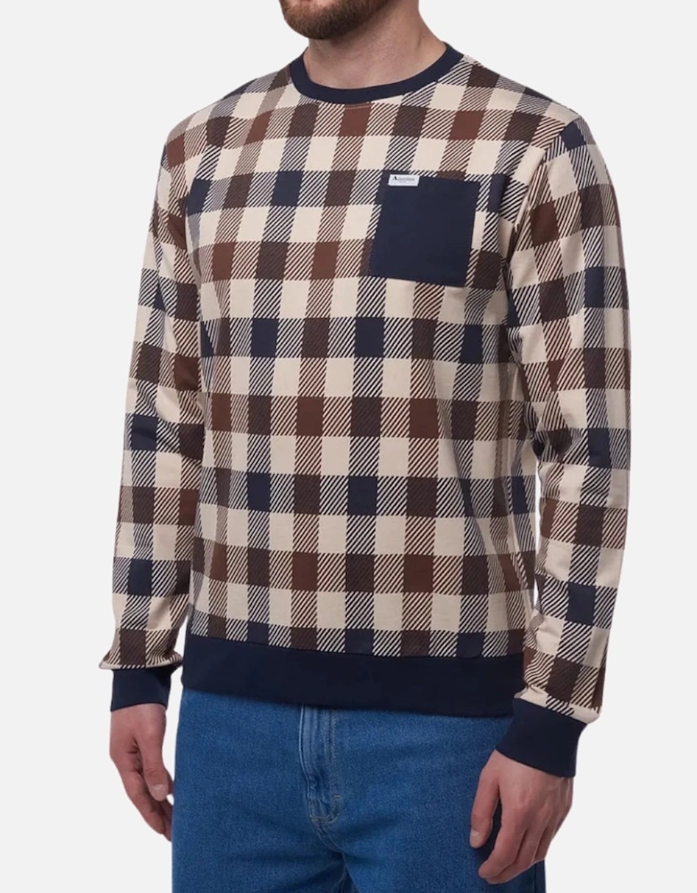 Active Macro Iconic Pocket Crewneck Navy Blue Sweatshirt